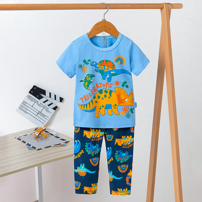 [225740] - Setelan Piyama Anak Import / Baju Tidur Anak - Motif Triceratops Animal