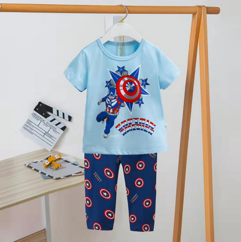 [225742] - Setelan Piyama Anak Import / Baju Tidur Anak - Motif Captain America