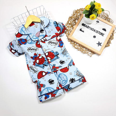 [225769] - Baju Piyama Anak Import / Setelan Tidur Anak - Motif Spider Caricature