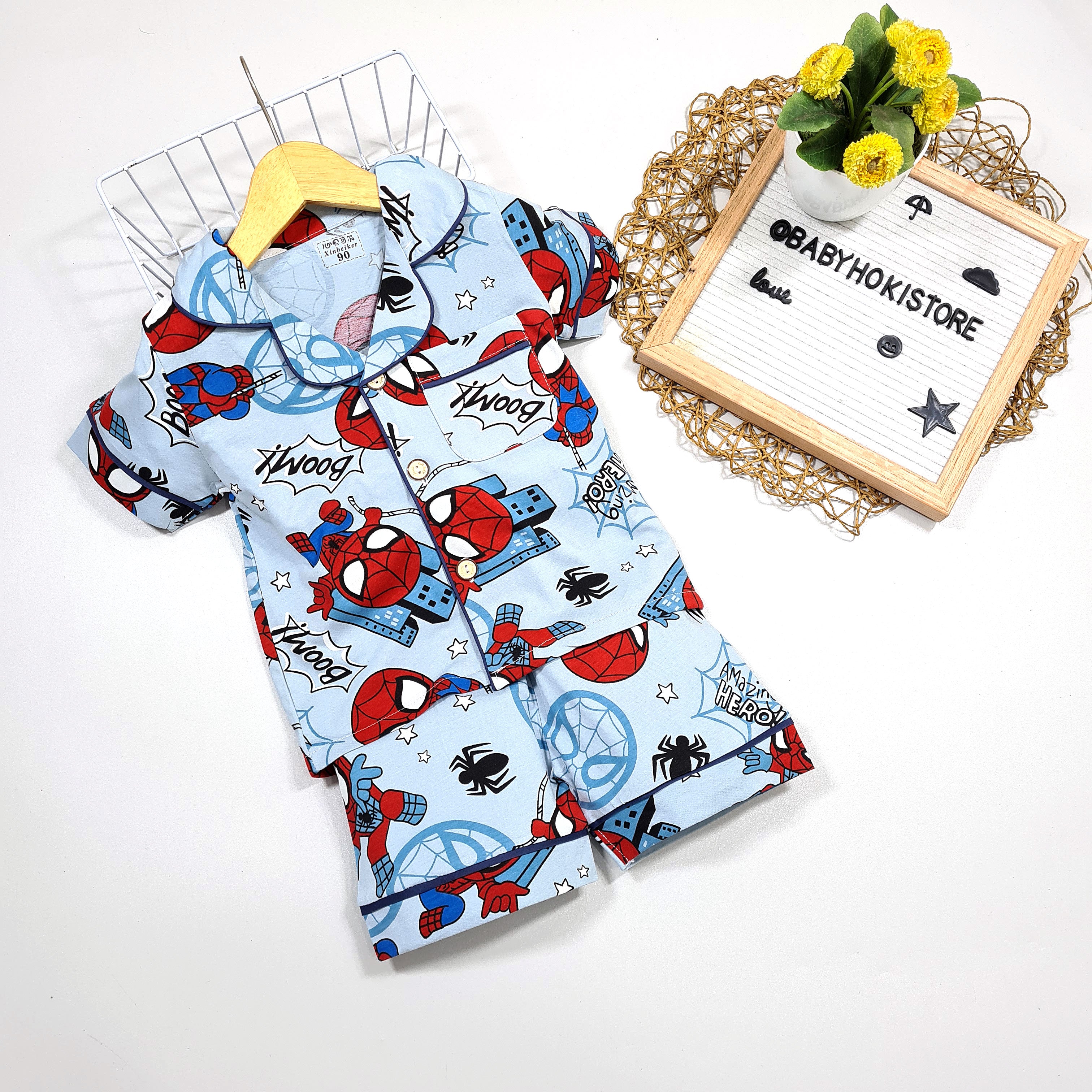 [225769] - Baju Piyama Anak Import / Setelan Tidur Anak - Motif Spider Caricature