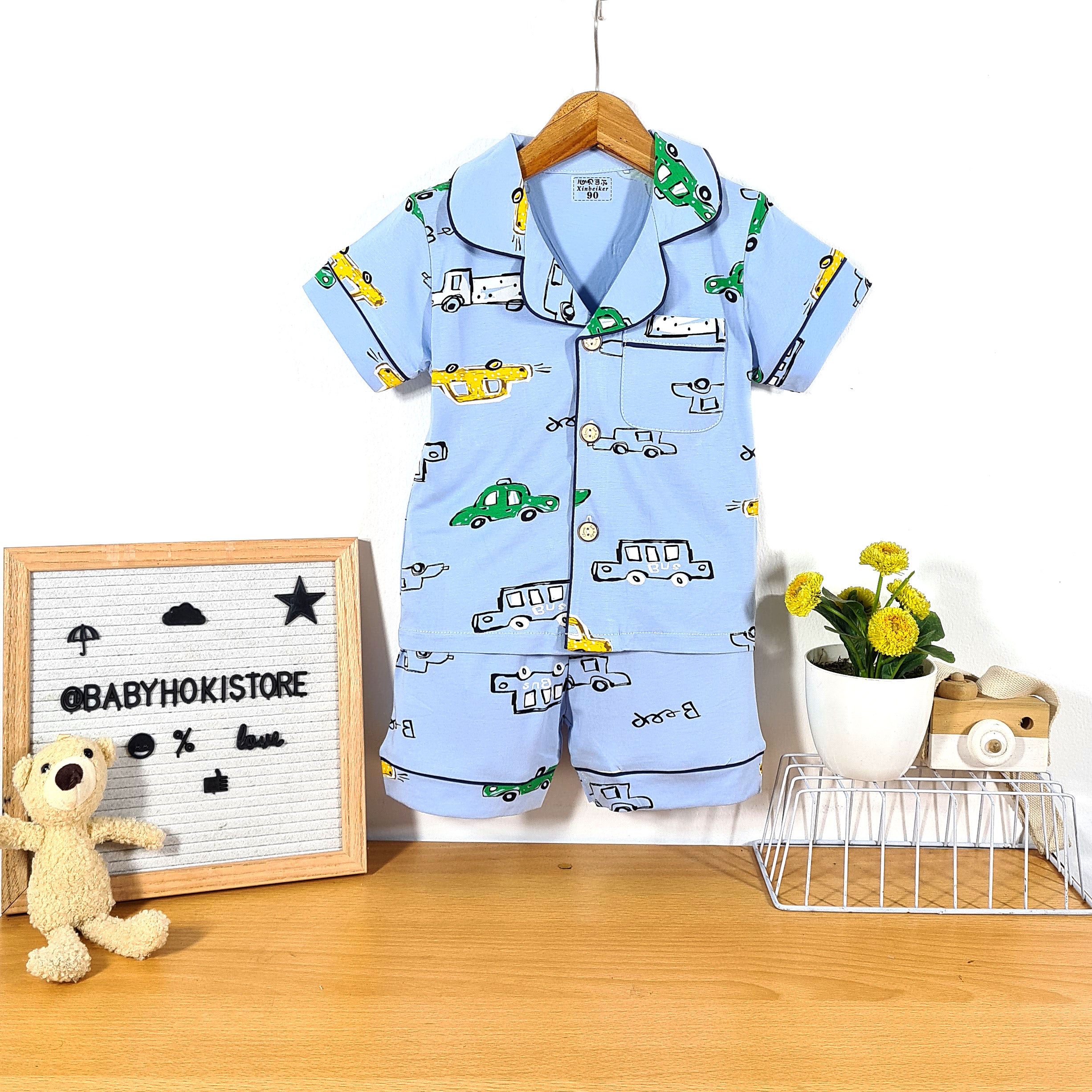 [225777] - Baju Piyama Anak Import / Setelan Tidur Anak - Motif Long Car