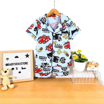 [225804] - Baju Piyama Anak Import / Setelan Tidur Anak - Motif Bat Boy