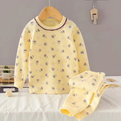 [225816] - Setelan Baju Tidur Piyama Import Anak Perempuan - Motif Thin Flower