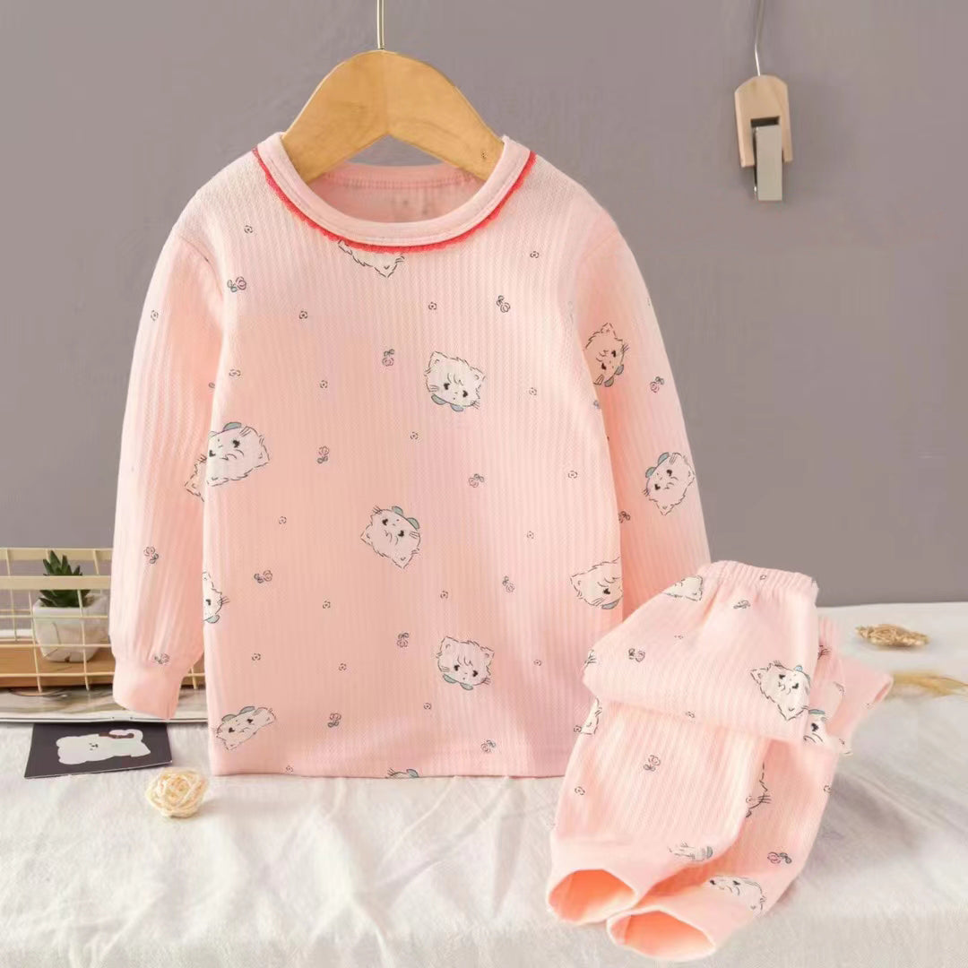 [225818] - Setelan Baju Tidur Piyama Import Anak Perempuan - Motif Female cat