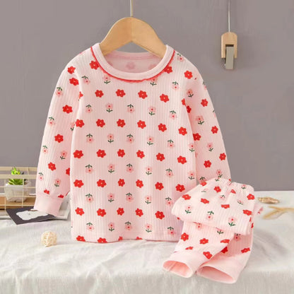 [225821] - Setelan Baju Tidur Piyama Import Anak Perempuan - Motif Return Flowers