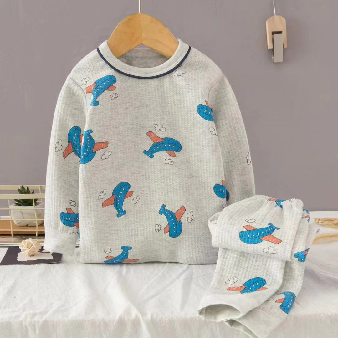 [225824] - Setelan Baju Tidur Piyama Anak Laki-Laki - Motif Crooked Plane