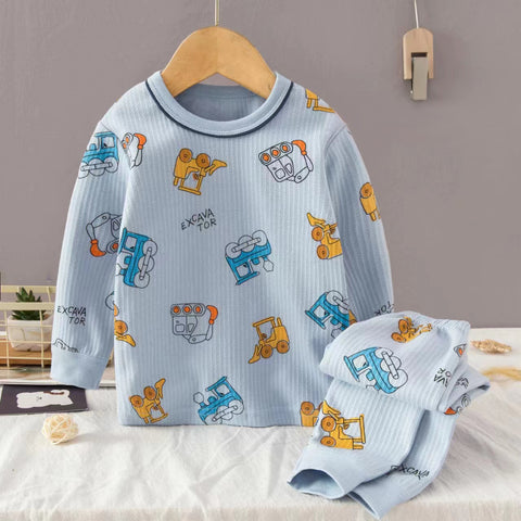 [225828] - Setelan Baju Tidur Piyama Anak Laki-Laki - Motif Excavator Truck