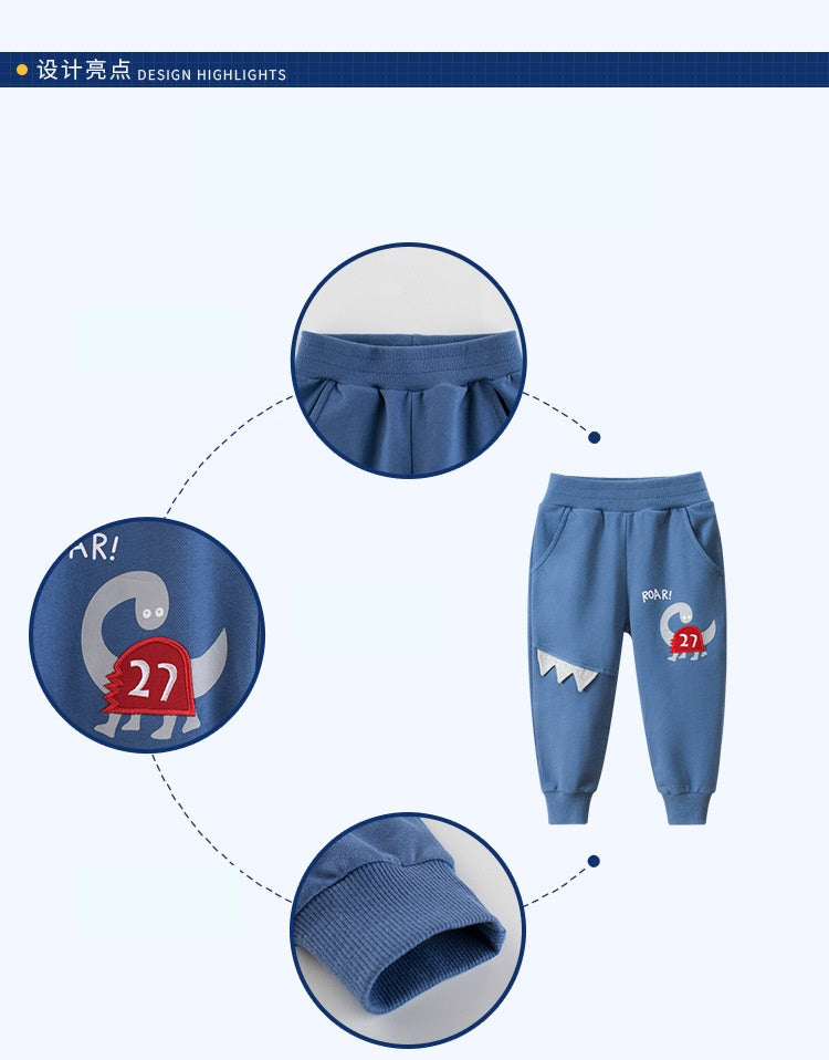 [121302-LIGHT GRAY] - Celana Jogger Anak / Celana Santai Anak - Motif Bordir 3D Roar