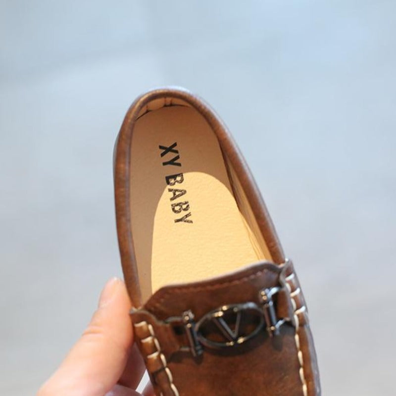 [381132-BLACK] - Sepatu Formal Anak Import - Motif Shiny Skin