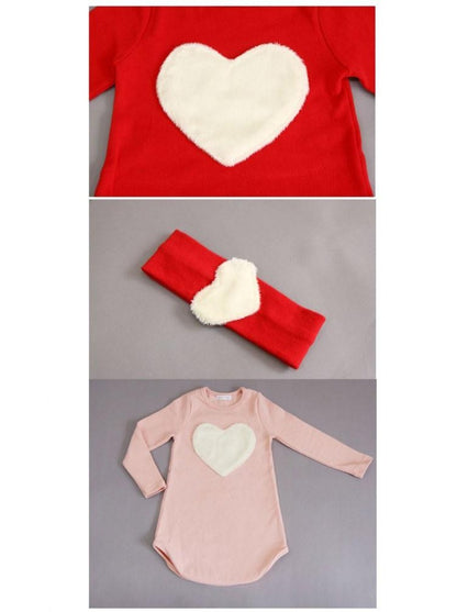 [356131-RED] - Baju Setelan Anak Perempuan Import - Motif Big Love