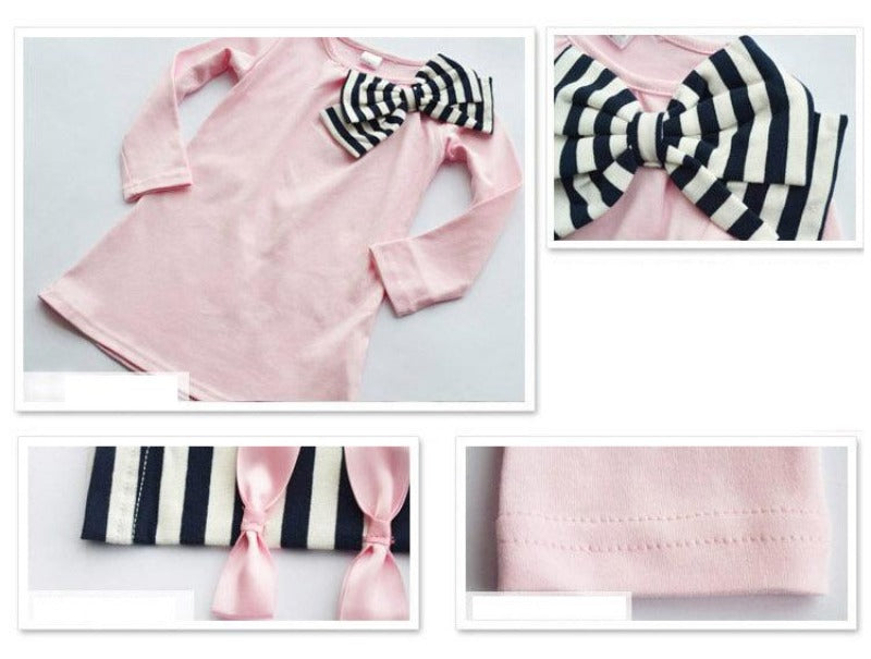 [356110-NAVY] - Baju Setelan Anak - Motif Striped Ribbon