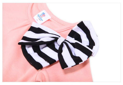 [356110-NAVY] - Baju Setelan Anak Import - Motif Striped Ribbon