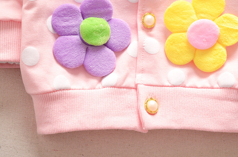 jual [102132] - Jaket Cardigan Anak Perempuan 1 - 4 Tahun - Motif Bunga Polka [B1003] 