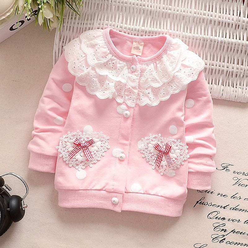 jual [102140] - Jaket Renda Polka Anak Perempuan 9 Bln - 3 Thn - Color Pastel [B1005] 