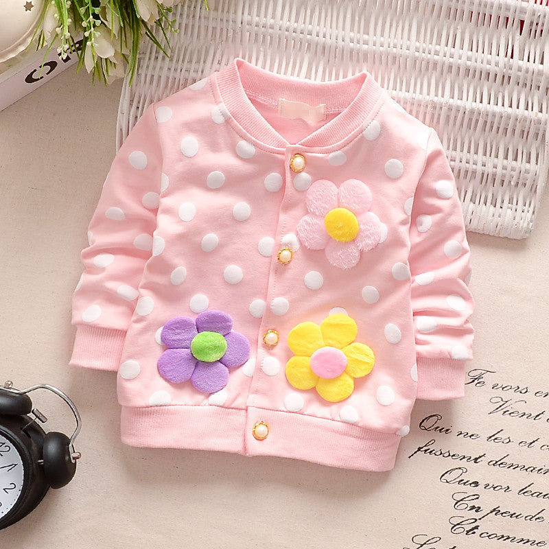 jual [102132] - Jaket Cardigan Anak Perempuan 1 - 4 Tahun - Motif Bunga Polka [B1003] 