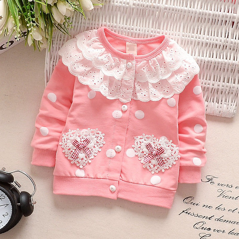 jual [102140] - Jaket Renda Polka Anak Perempuan 9 Bln - 3 Thn - Color Pastel [B1005] 