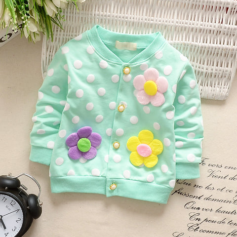 jual [102132] - Jaket Cardigan Anak Perempuan 1 - 4 Tahun - Motif Bunga Polka [B1003] 