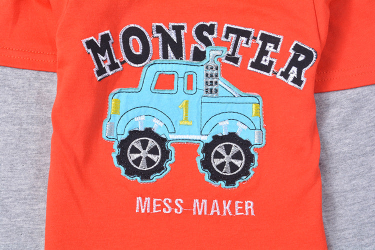 [357381] - Kaos Anak / Baju Atasan Summer Anak Trendi - Motif Bordir Monster Mess Maker