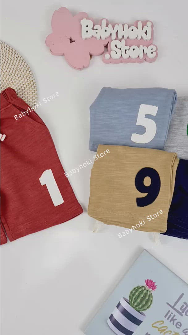 [370174] - Celana Santai Anak Import / Celana Pendek Anak - Motif The Numbers