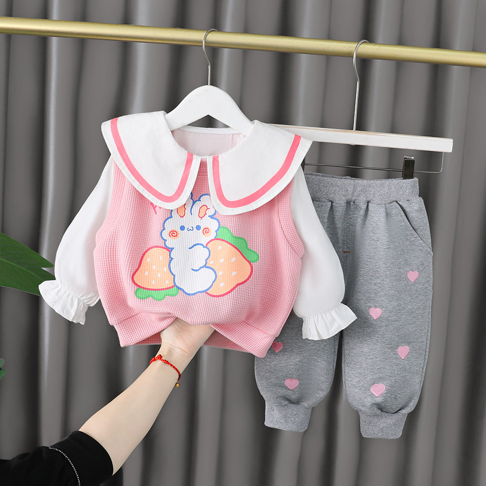 [340133] - Setelan Blouse Fashion Anak Perempuan - Motif Love Rabbit