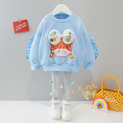 [340134] - Setelan Sweater Fashion Anak Perempuan - Motif Girls Ribbon