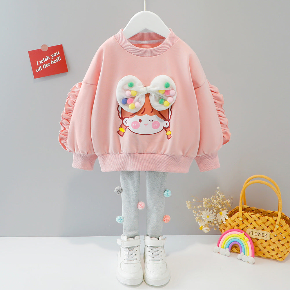 [340134] - Setelan Sweater Fashion Anak Perempuan - Motif Girls Ribbon