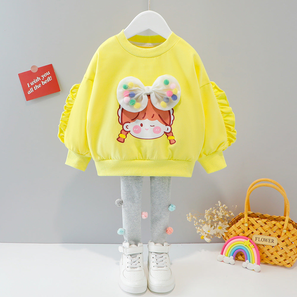 [340134] - Setelan Sweater Fashion Anak Perempuan - Motif Girls Ribbon