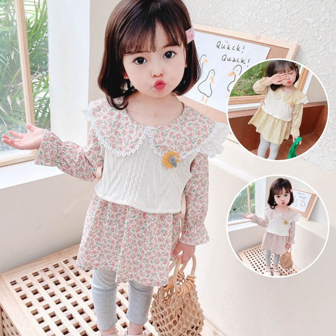 [340135] - Setelan Blouse Fashion Anak Perempuan - Motif Abstract Flowers