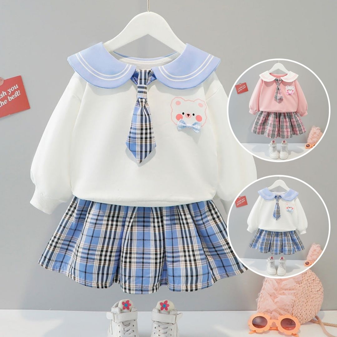 [340137] - Setelan Sweater Fashion Anak Perempuan - Motif Plain Animal
