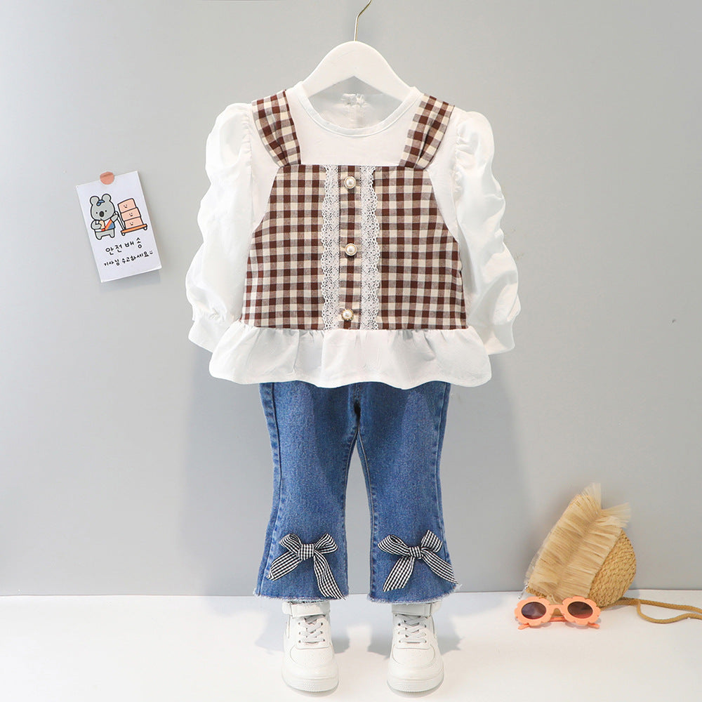 [340138] - Setelan Blouse Fashion Anak Perempuan - Motif Lace Buttons