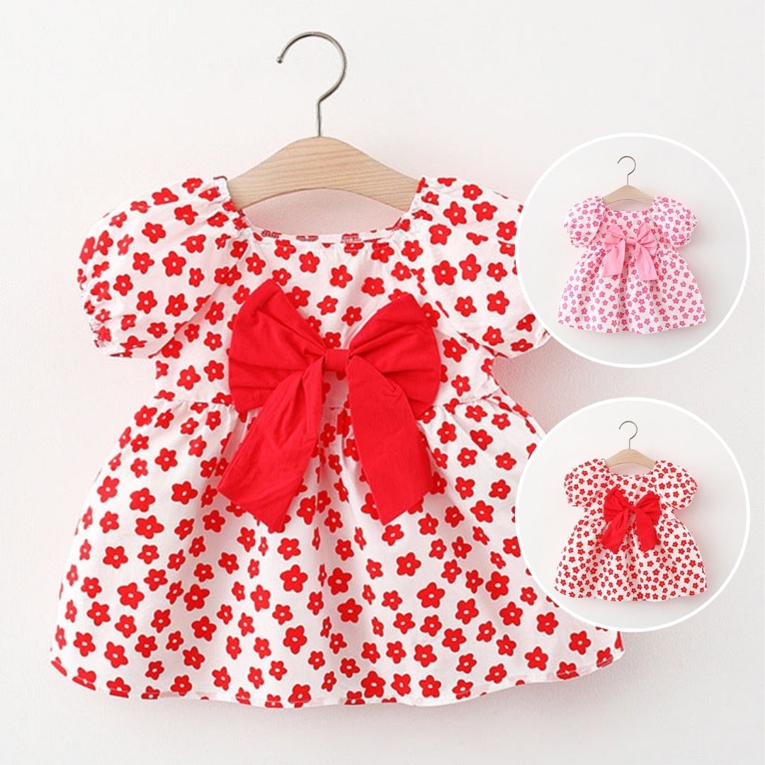 [340143] - Dress Lucu Fashion Anak Import - Motif Flowering Ribbon