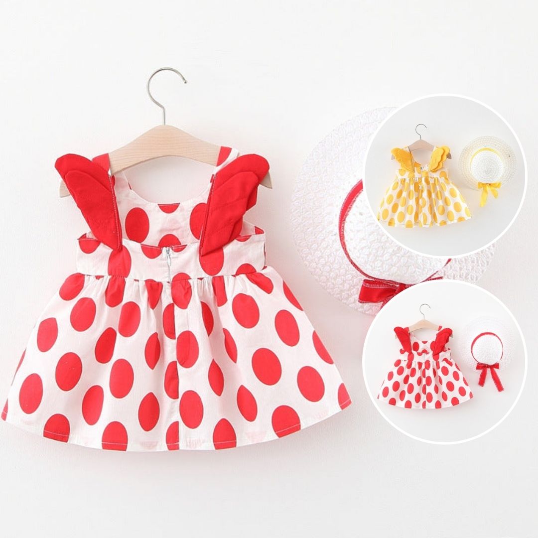 [340144] - Dress Lucu Fashion Anak - Motif Winged Polkadot