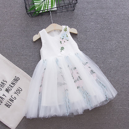[340156] - Dress Pesta Fashionable Anak  Perempuan Import - Motif Tasseled Leaves
