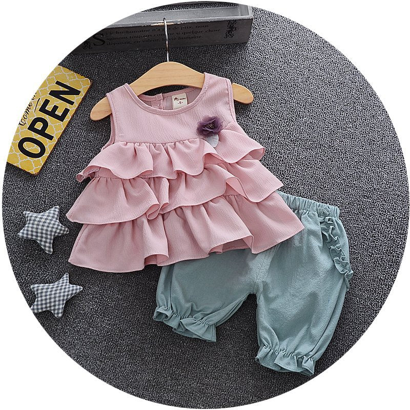 [340158] - Setelan Ootd Fashionable Anak Perempuan - Motif Flowering Tassel
