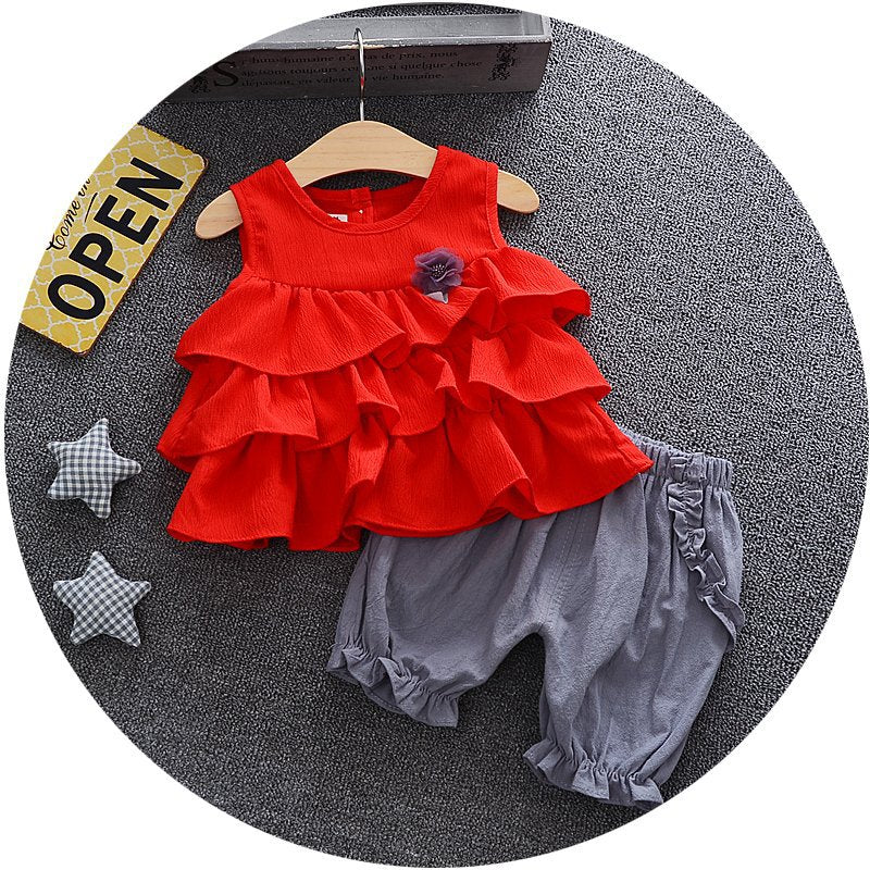 [340158] - Setelan Ootd Fashionable Anak Perempuan - Motif Flowering Tassel
