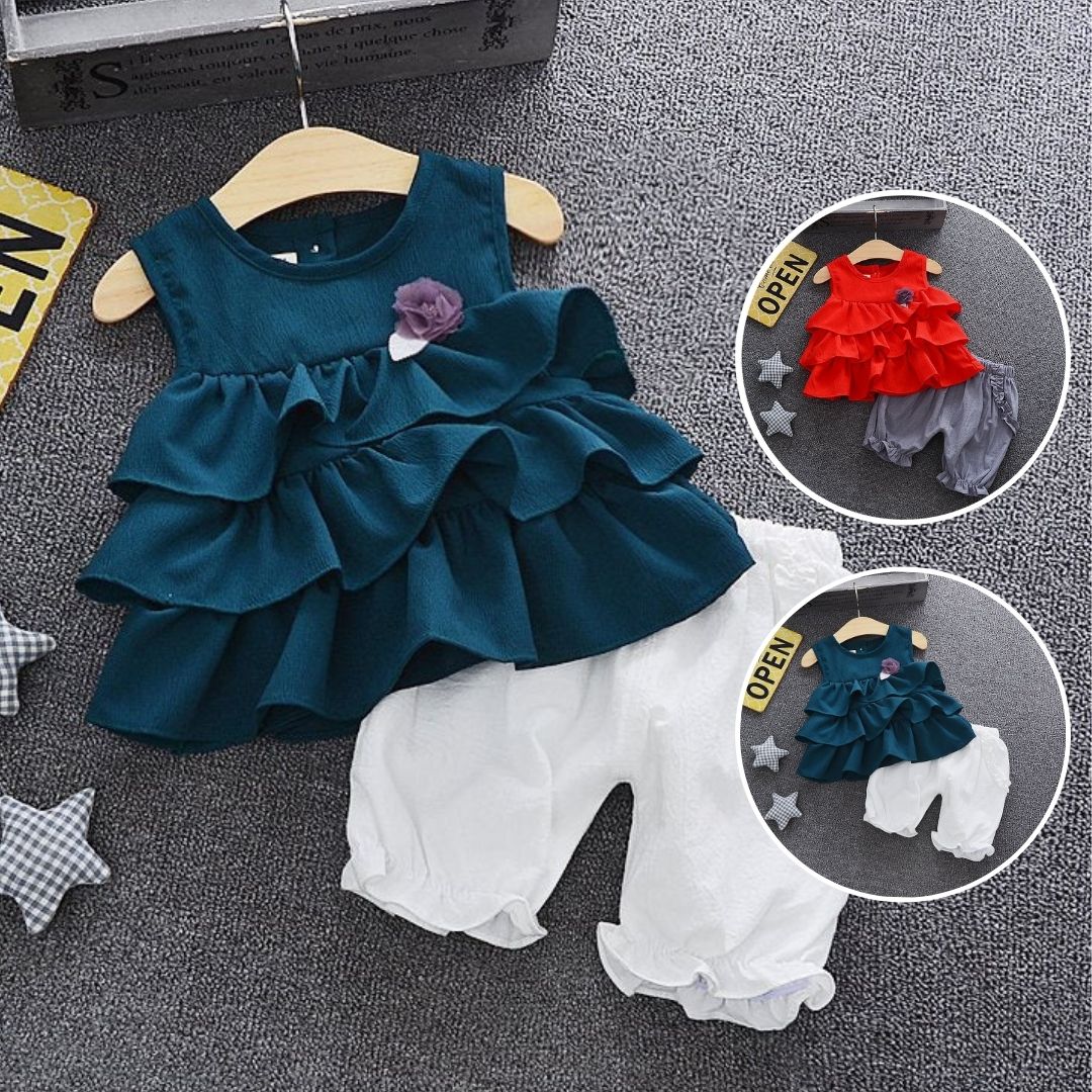 [340158] - Setelan Ootd Fashionable Anak Perempuan - Motif Flowering Tassel