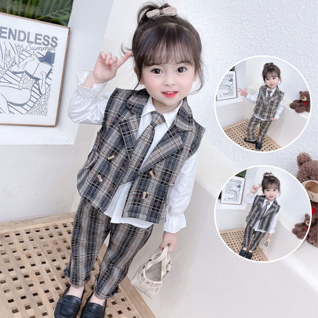 [340197] - Setelan Trendy Ootd 3 in 1 Anak - Motif Casual Line