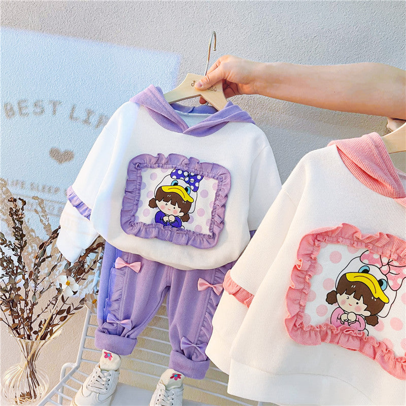 [340206] - Setelan Jaket Hoodie Celana Jogger Anak Perempuan - Motif Cute Kid