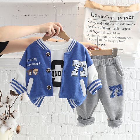 [340216] - Setelan 3 in 1 Jaket Baseball Celana Panjang Jogger Anak Cowok - Motif Lucky Bear