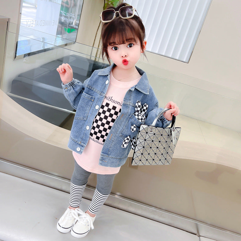 [340223] - Setelan 3 in 1 Jaket 3D Boneka Celana Panjang Anak Perempuan - Motif Pocket Rabbit