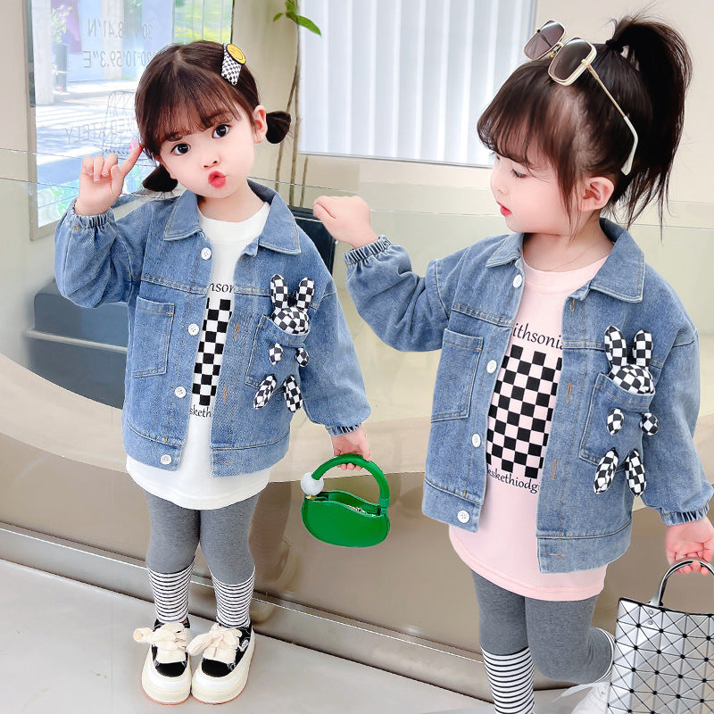 [340223] - Setelan 3 in 1 Jaket 3D Boneka Celana Panjang Anak Perempuan - Motif Pocket Rabbit