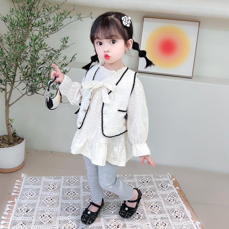 [340227] - Setelan 3 in 1 Blouse Rompi Celana Panjang Anak Perempuan - Motif Lace Ribbon