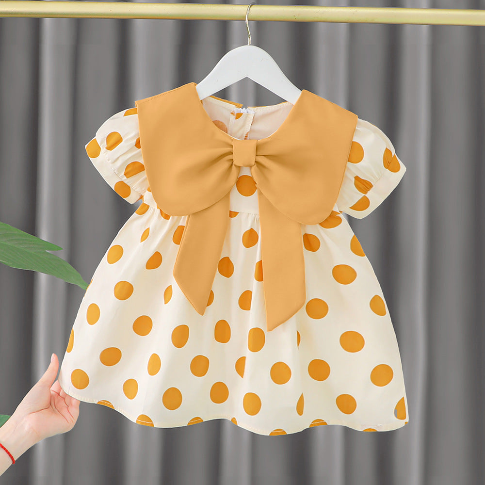 [340231] - Dress Polkadot Lengan Pendek Anak Perempuan - Motif Polka Ribbon