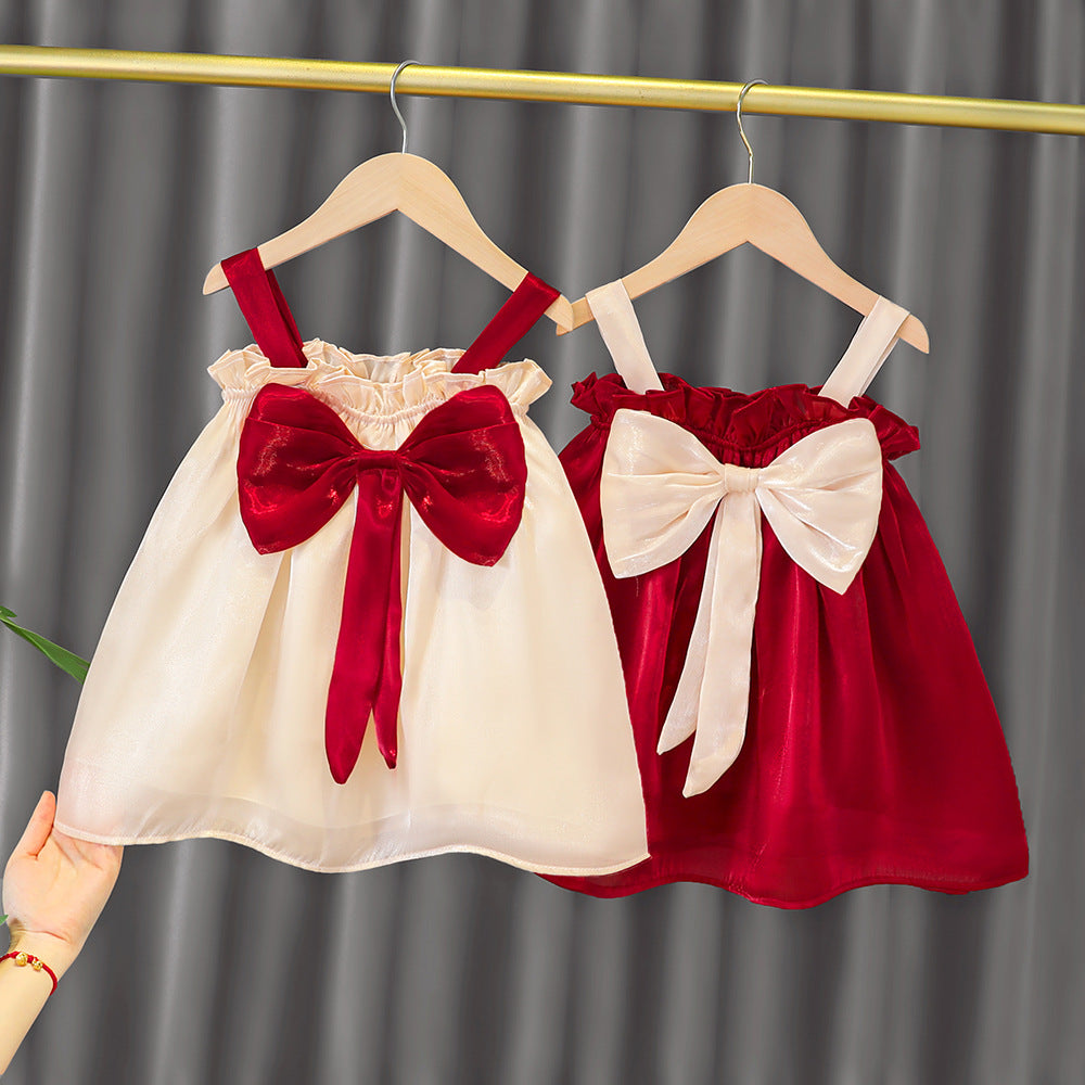 [340235] - Dress Lengan Kutung Import Anak Perempuan - Motif Pretty Ribbon