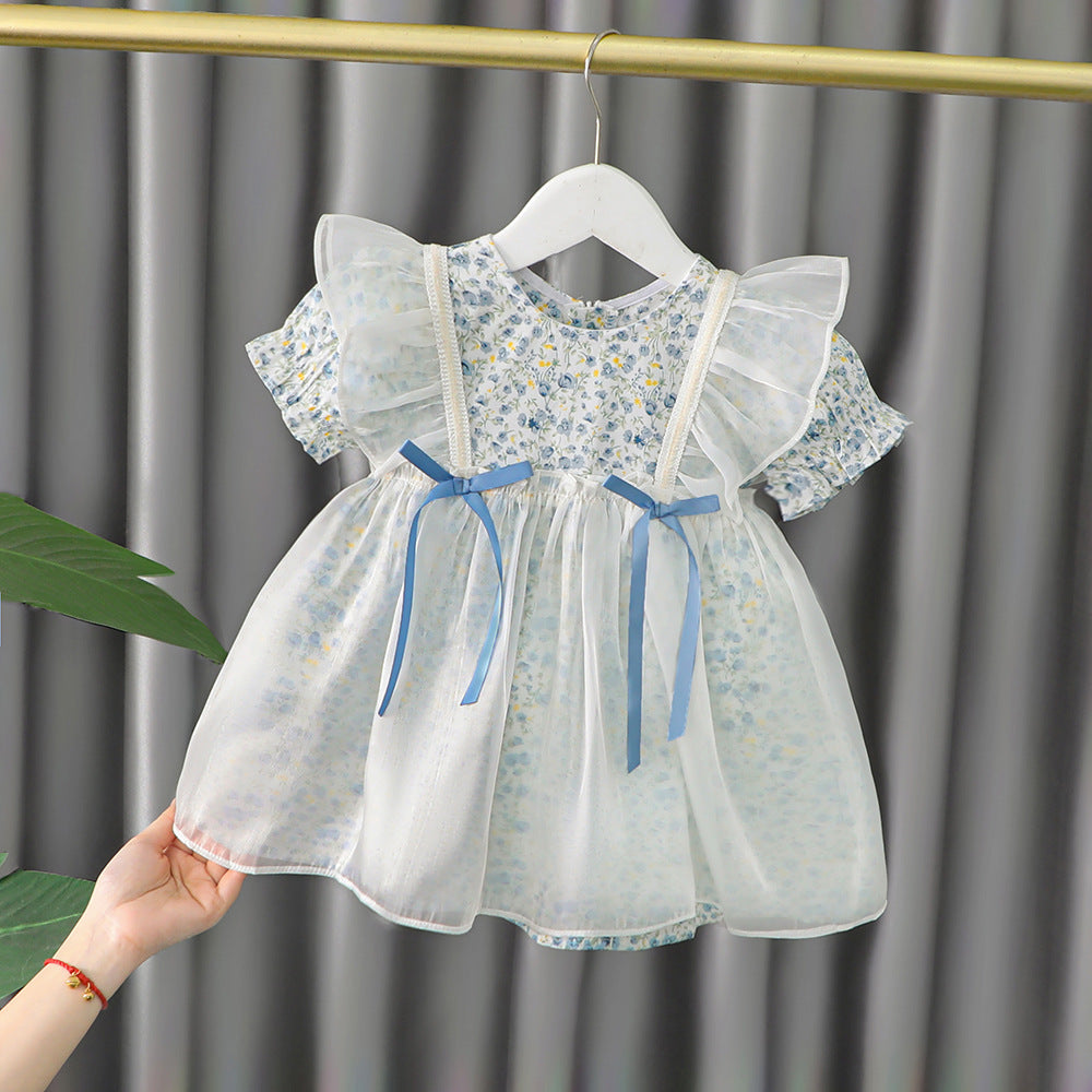 [340238] - Dress Renda Import Lengan Pendek Anak Perempuan - Motif Dew Lace