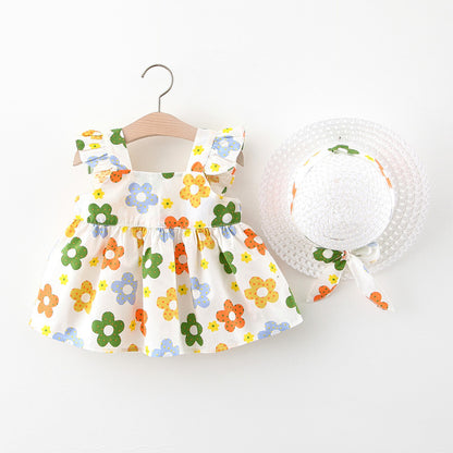 [340245] - Dress Pantai Import Lengan Kutung Anak Perempuan - Motif Lace Flower