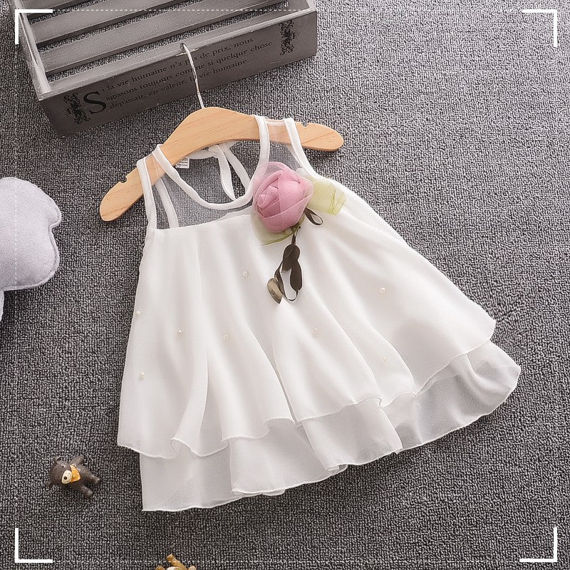 [340247] - Dress Mutiara Lengan Kutung Anak Perempuan - Motif Flower Plain