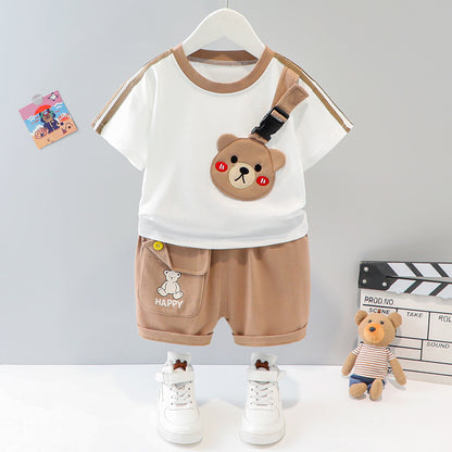 [340252] - Setelan Kaos 3D Import Celana Pendek Anak Laki-Laki - Motif Blush Bear