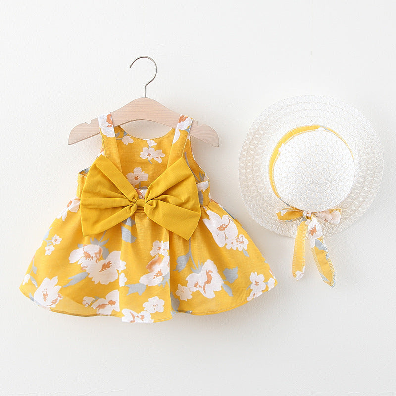[340266] - Dress Pantai Import Lengan Kutung Anak Perempuan - Motif Ribbon Flower