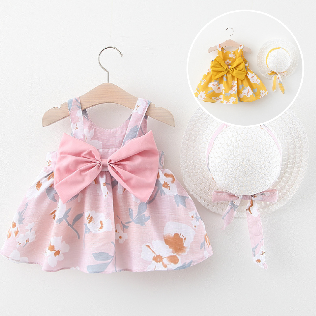 [340266] - Dress Pantai Lengan Kutung Anak Perempuan - Motif Ribbon Flower